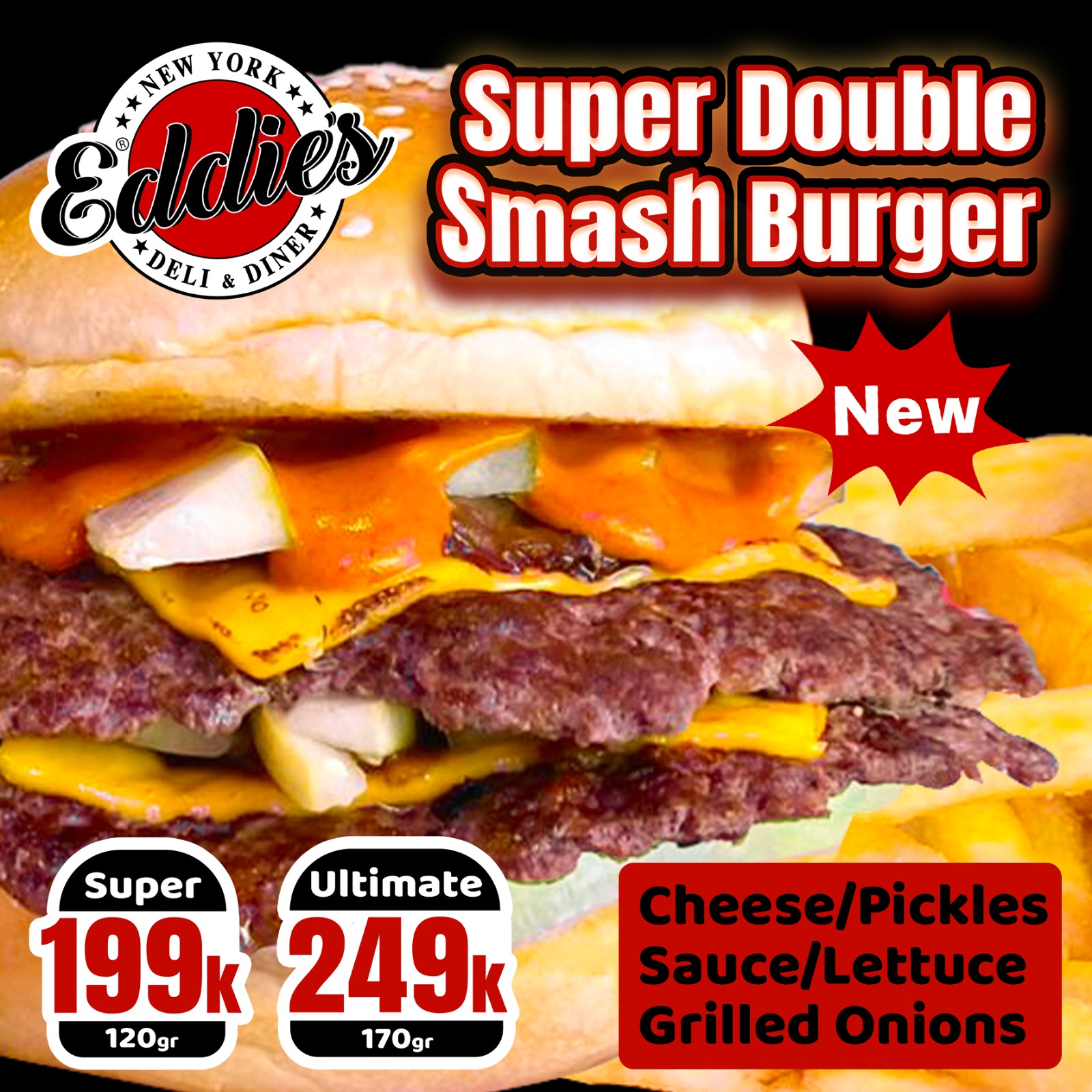 Super Double Smashburger at Eddie's New York Deli & Diner Saigon